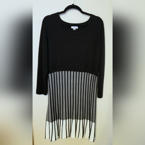 Calvin Klein, Knit, Colorblock, Pleated Bottom, Sweater Dress, Size 2X, NWOT - Picture 4 of 12